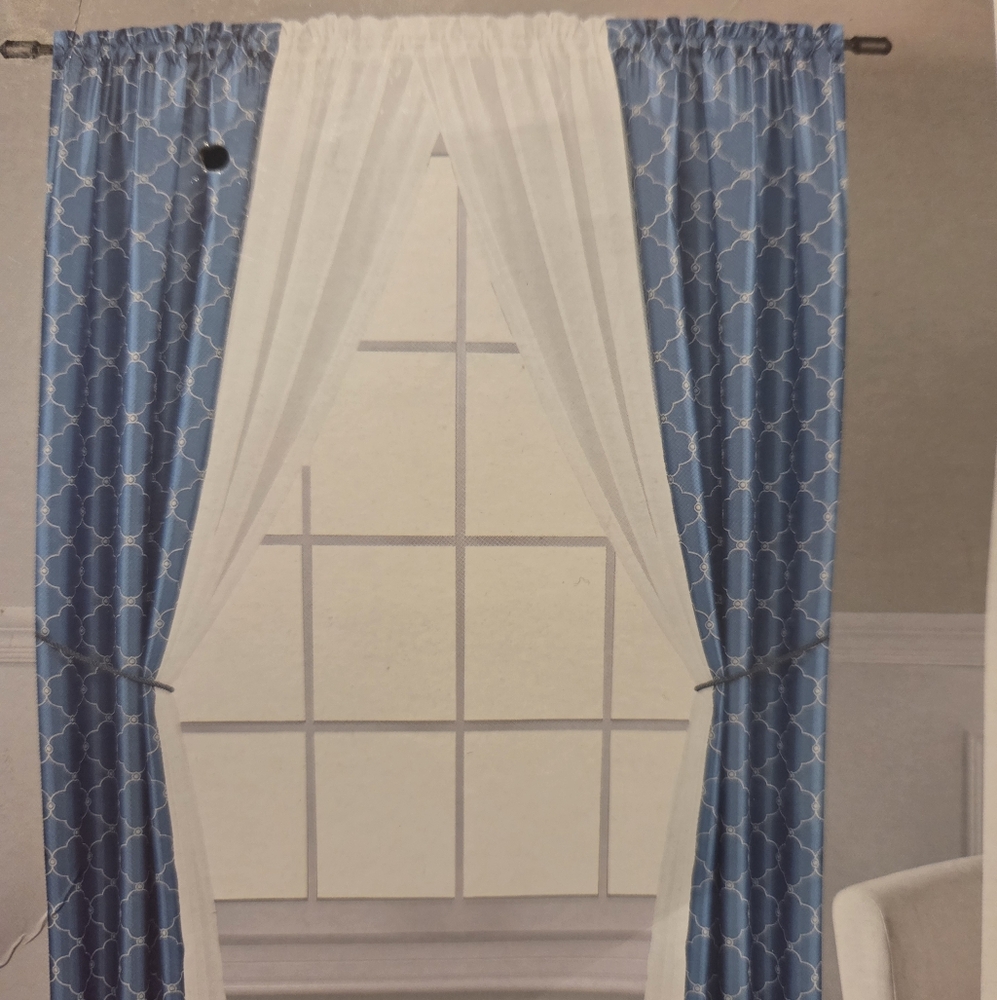 Cambridge Classics 6pc Home Window Panel Set - Blue and White